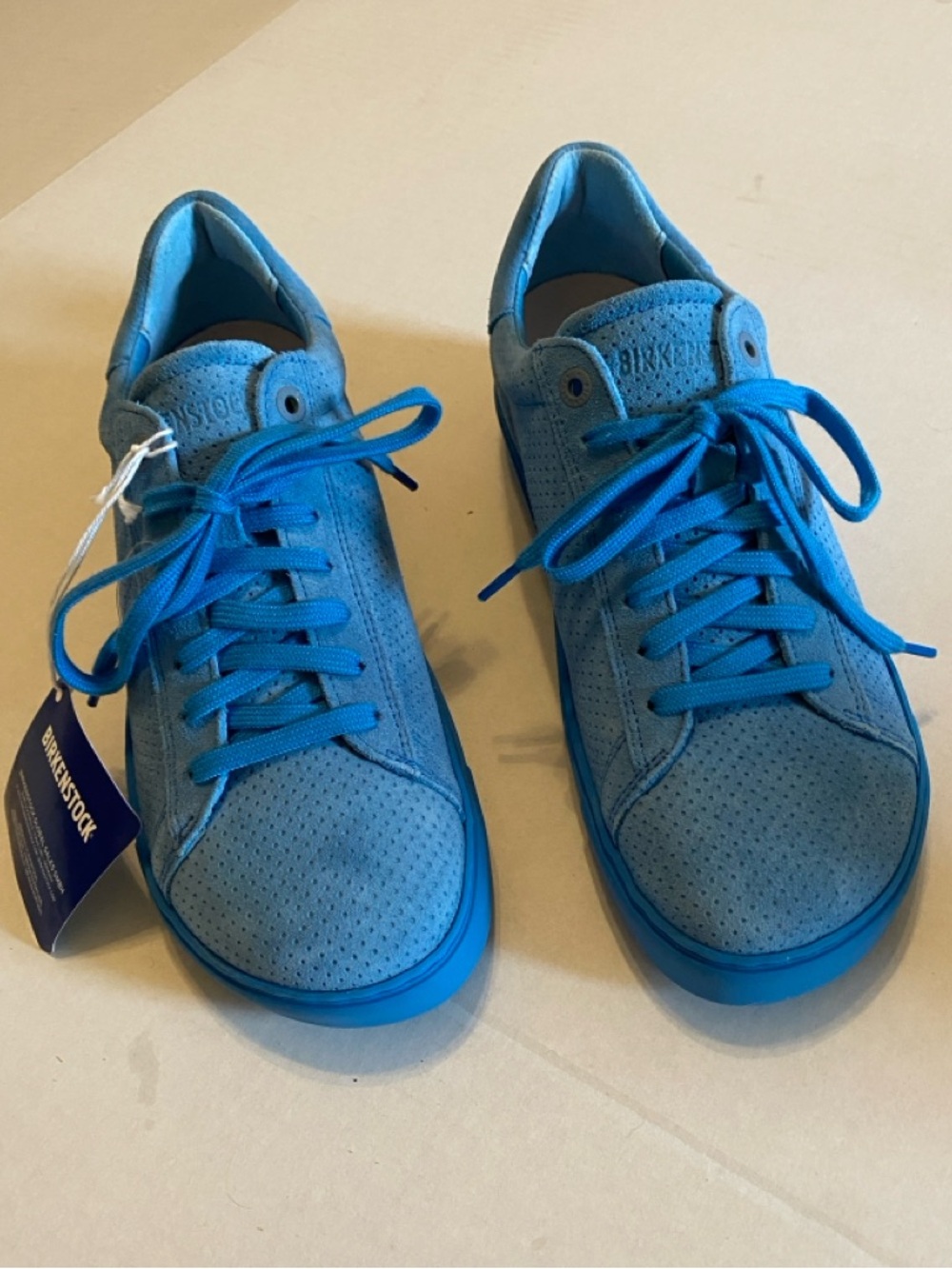 Birkenstock Bend Low Shoes Blue Suede Lace Up Sneakers - Picture 3 of 15